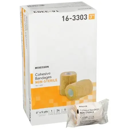 McKesson – Cohesive Bandage 3 Inch X 5 Yard Standard Compression Self-adherent Closure Tan NonSterile – 16-3303