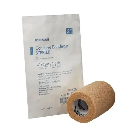 McKesson – Cohesive Bandage 3 Inch X 5 Yard Standard Compression Self-adherent Closure Tan Sterile – 16-53343