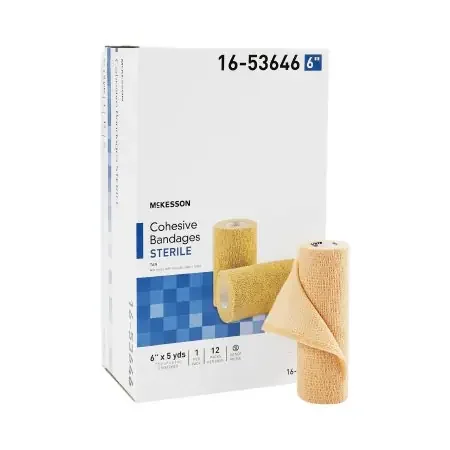 McKesson – Cohesive Bandage 6 Inch X 5 Yard Standard Compression Self-adherent Closure Tan Sterile – 16-53646