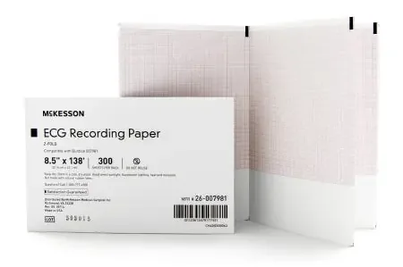 McKesson – Diagnostic Recording Paper Thermal Paper 8-1/2 Inch X 138 Foot Z-Fold Red Grid – 26-007981