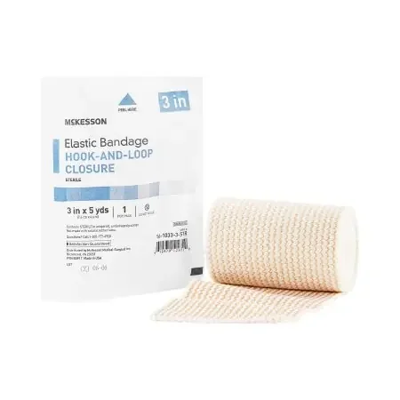 McKesson – Elastic Bandage 3 Inch X 5 Yard Standard Compression Hook and Loop Closure Tan Sterile – 16-1033-3-STR