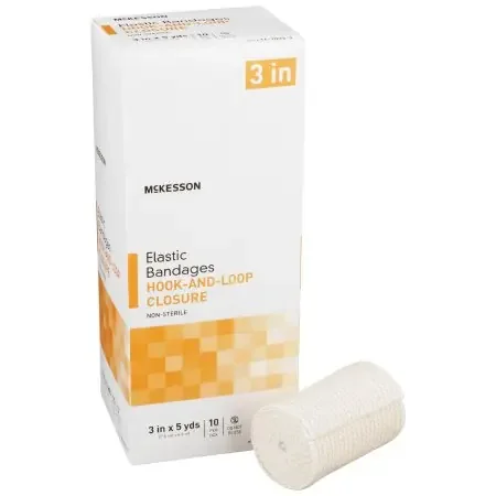 McKesson – Elastic Bandage 3 Inch X 5 Yard Standard Compression Hook and Loop Closure Tan NonSterile – 16-1033-3
