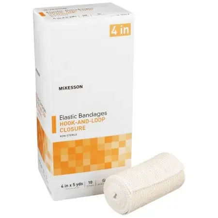 McKesson – Elastic Bandage 4 Inch X 5 Yard Standard Compression Hook and Loop Closure Tan NonSterile – 16-1033-4