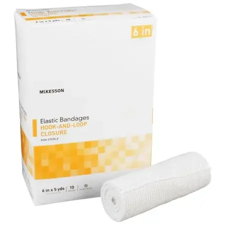 McKesson – Elastic Bandage 6 Inch X 5 Yard Standard Compression Hook and Loop Closure Tan NonSterile – 16-1033-6