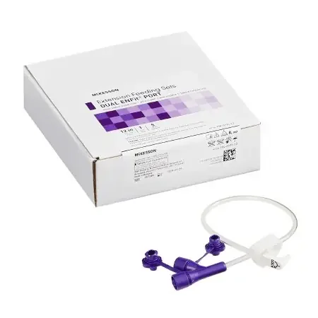 McKesson – Enteral Feeding Extension Set 12 Inch, Enfit, Y-Port, Right Angle Connector and Clamp, NonSterile – 194-0121-12