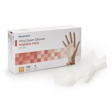 McKesson – Exam Glove X-Small NonSterile Vinyl Standard Cuff Length Smooth Clear Not Chemo Approved – 14-112