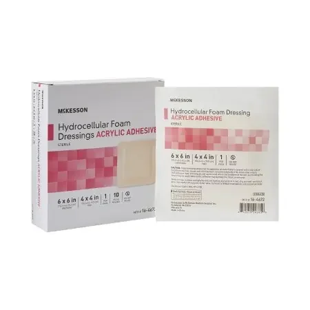 McKesson – Foam Dressing 6 X 6 Inch Square Acrylic Adhesive with Border Sterile – 16-4672