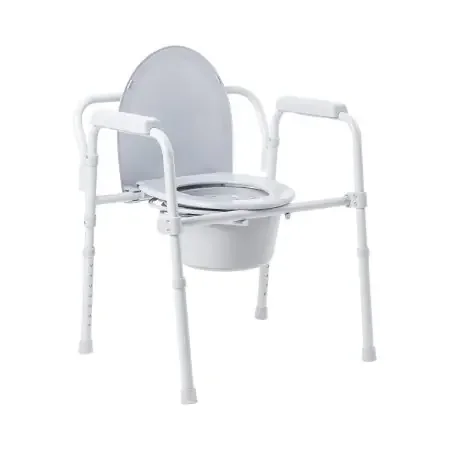 McKesson – Folding Commode Chair Fixed Arm Steel Frame Back Bar 13-1/2 Inch Seat Width – 146-11148-4