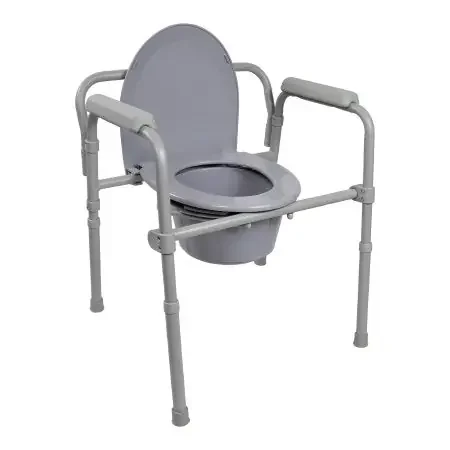 McKesson – Folding Commode Chair Fixed Arm Steel Frame Back Bar 13-1/2 Inch Seat Width – 146-11148-1