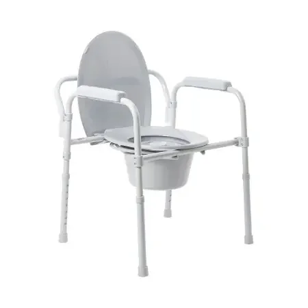 McKesson – Folding Commode Chair Fixed Arm Steel Frame Back Bar 13-1/4 Inch Seat Width – 146-11148N-4