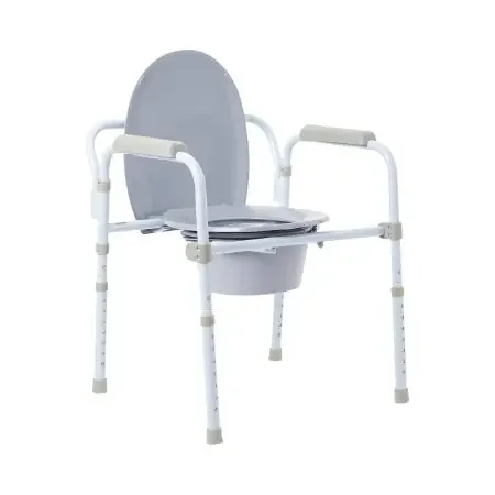 McKesson – Folding Commode Chair Fixed Arm Steel Frame Back Bar 13-3/4 Inch Seat Width – 146-RTL11158KDR