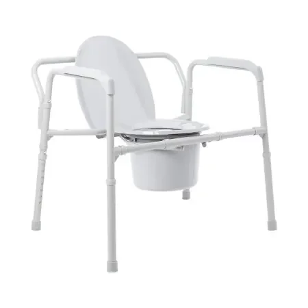 McKesson – Folding Commode Chair Fixed Arm Steel Frame Back Bar 13-3/4 Inch Seat Width – 146-11117N-1