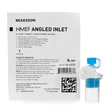 McKesson – Heat and Moisture Exchanger with Filter 28 mg H2O / L @ VT 20 mL 1.25 cm H20 @ 5 LPM – 16-6232