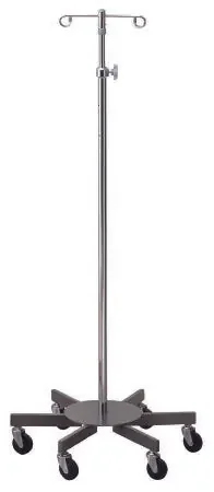 McKesson – Infusion Pump Stand Floor Stand 4-Hook 6-Leg, 3 Inch Rubber Wheel, Ball-Bearing Casters, 26 Inch Diameter Epoxy-Coated Steel Base – 81-43409