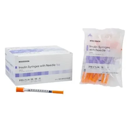 McKesson – Insulin Syringe with Needle 1 mL 31 Gauge 5/16 Inch Ultra Thin Wall NonSafety – 102-SN1C31516P