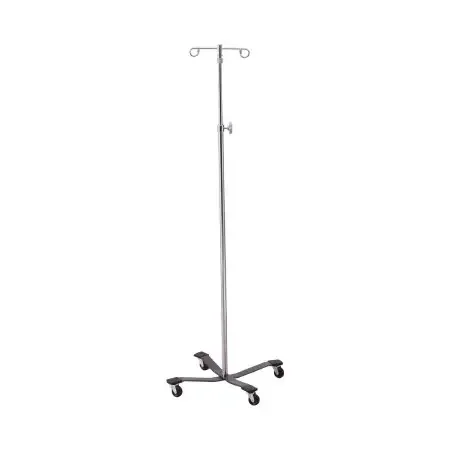 McKesson – IV Stand Floor Stand 2-Hook 4-Leg, Rubber Wheel, Ball-Bearing Casters, 22 Inch Epoxy-Coated Steel Base – 81-43403