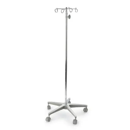 McKesson – IV Stand Floor Stand 4-Hook 5-Leg, Dual-Wheel Nylon Casters, Cast Aluminum Base – 81-11360