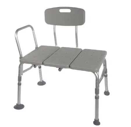 McKesson – Knocked Down Bath Transfer Bench Removable Arm Rail 17-1/2 to 22-1/2 Inch Seat Height 400 lbs. Weight Capacity – 146-12011KD-1