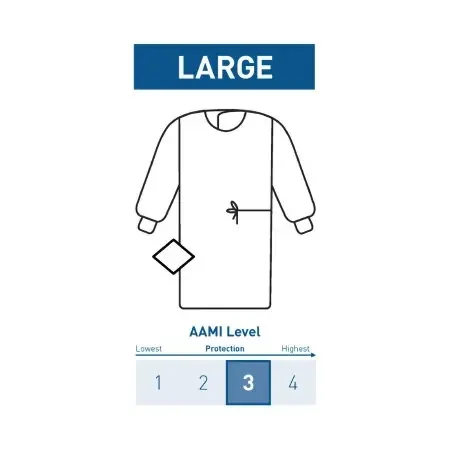 McKesson – Non-Reinforced Surgical Gown with Towel Large Blue Sterile AAMI Level 3 Disposable – 183-I90-7020-S1