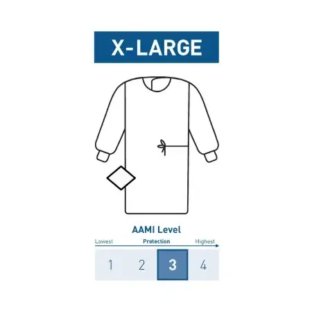 McKesson – Non-Reinforced Surgical Gown with Towel X-Large Blue Sterile AAMI Level 3 Disposable – 183-I90-7030-S1
