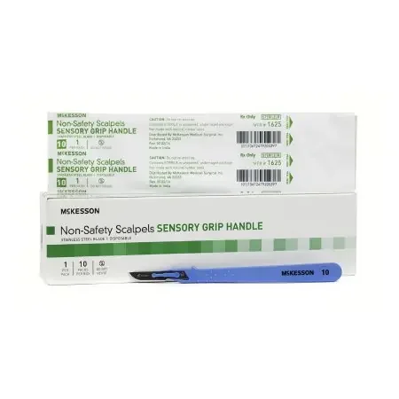 McKesson – Scalpel No. 10 Stainless Steel / Plastic Sensory Grip Handle Sterile Disposable – 1625
