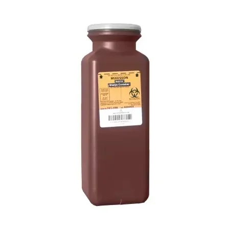 McKesson – Sharps Container 10 H X 3-1/2 W X 3-1/2 D Inch 1.7 Quart Red Base / Translucent Lid Vertical Entry Screw On Lid – 101-185