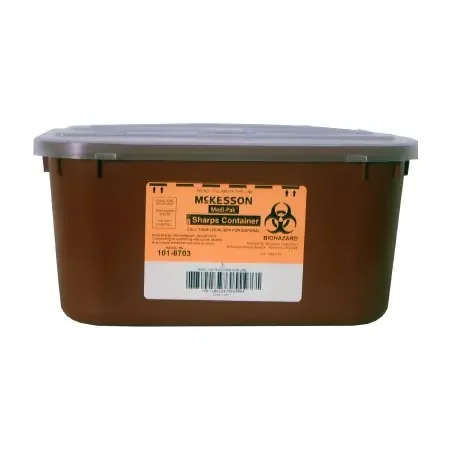 McKesson – Sharps Container 5 H X 10 W X 7 D Inch 1 Gallon Red Base / Translucent Lid Horizontal Entry Hinged Snap On Lid – 101-8703