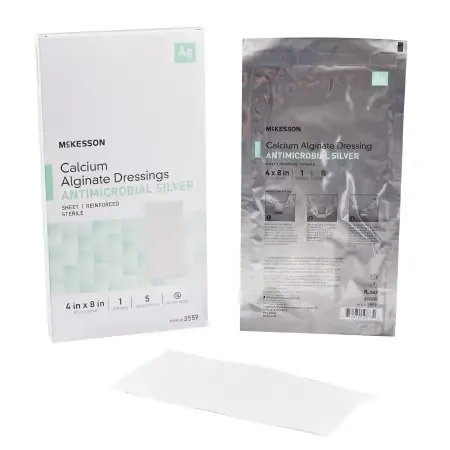 McKesson – Silver Alginate Dressing 4 X 8 Inch Rectangle Sterile – 3559