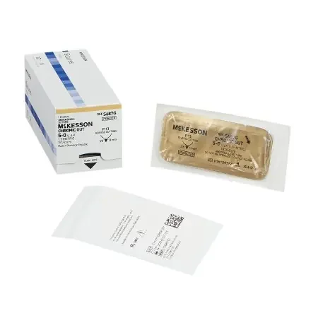 McKesson – Suture with Needle Absorbable Uncoated Black Suture Chromic Gut Size 5 – 0 18 Inch Suture 1-Needle 13 mm Length 3/8 Circle Reverse Cutting Needle – S687G