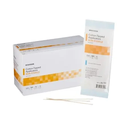 McKesson – Swabstick Cotton Tip Wood Shaft 6 Inch NonSterile 100 per Pack – 24-106