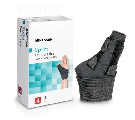 McKesson – Thumb Splint Adult One Size Fits Most Hook and Loop Closure Left or Right Hand Black – 155-BH82710