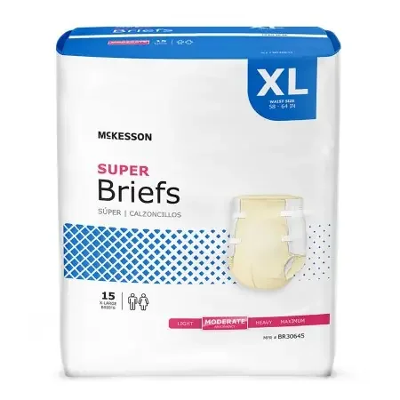 McKesson – Unisex Adult Incontinence Brief X-Large Disposable Moderate Absorbency – BR30645