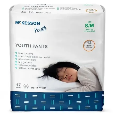 McKesson – Unisex Youth Absorbent Underwear Pull On with Tear Away Seams Small / Medium Disposable Heavy Absorbency – YPSM