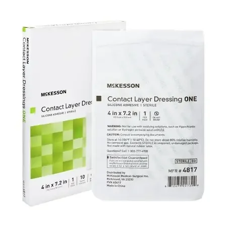 McKesson – Wound Contact Layer Dressing 4 X 7.2 Inch Silicone Rectangle Sterile – 4817