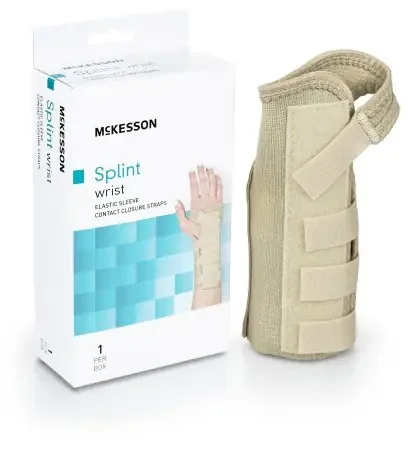 McKesson – Wrist Brace Low Profile / Contoured / Wraparound Aluminum / Cotton / Elastic Left Hand Beige Large – 155-79-87087