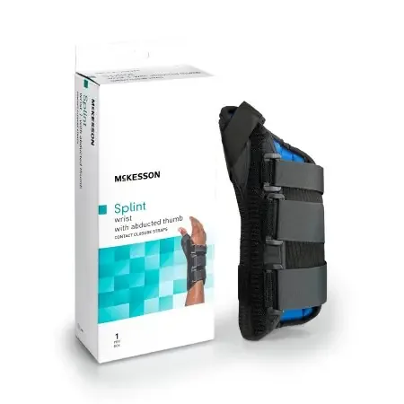 McKesson – Wrist Brace with Abducted Thumb Aluminum / Foam / Spandex / Plastic Right Hand Black Medium – 155-81-87305