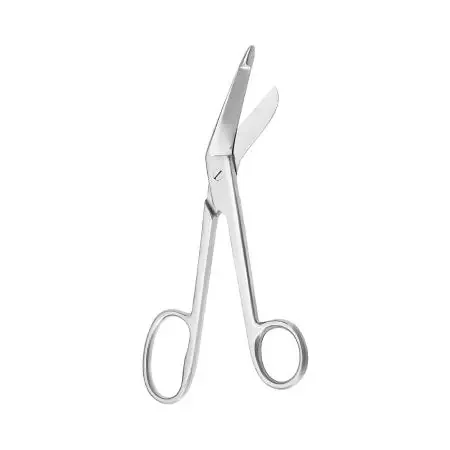 McKesson Argent – Bandage Scissors Lister 8 Inch Length Surgical Grade Stainless Steel NonSterile Finger Ring Handle Angled Blunt Tip / Blunt Tip – 43-1-242
