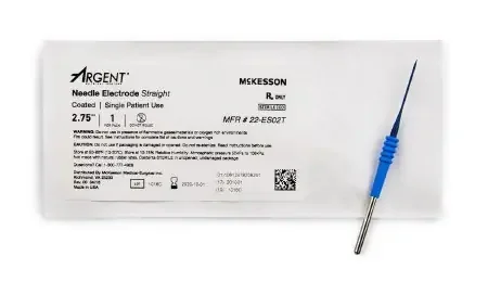 McKesson Argent – Needle Electrode Coated Stainless Steel Straight Needle Tip Disposable Sterile – 22-ES02T