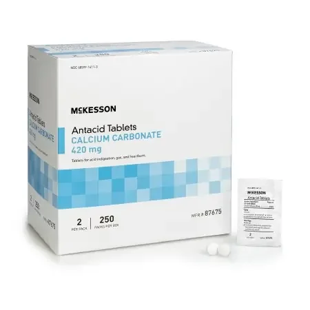 McKesson Brand – Antacid 420 mg Strength Tablet 250 Packets per Box, 2 Tablets per Packet – 87675