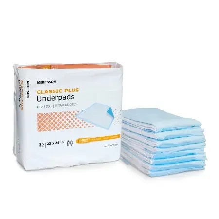 McKesson Classic Plus – Underpad 23 X 24 Inch Disposable Fluff / Polymer Light Absorbency – UPLT2324
