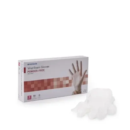 McKesson Confiderm – Exam Glove Small NonSterile Vinyl Standard Cuff Length Smooth Clear Not Chemo Approved – 14-164