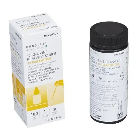 McKesson Consult – Urinalysis Test Bilirubin, Blood, Glucose, Ketones, Leukocytes, Nitrite, pH, Protein, Specific Gravity, Urobilinogen 100 per Bottle – 121-10SG