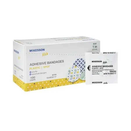 McKesson Kids – Adhesive Spot Bandage 1 Inch Plastic Round Kid Design (Assorted Prints) Sterile – 16-4832-17