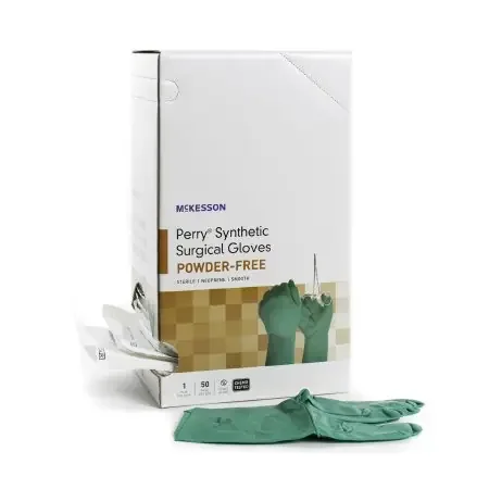 McKesson Perry Performance Plus – Surgical Glove Size 5.5 Sterile Pair Polychloroprene Extended Cuff Length Smooth Dark Green Chemo Tested – 20-2555N