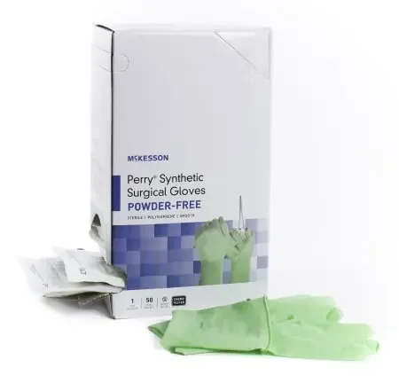 McKesson Perry Performance Plus – Surgical Glove Size 5.5 Sterile Pair Polyisoprene Extended Cuff Length Smooth Green Chemo Tested – 20-2055N