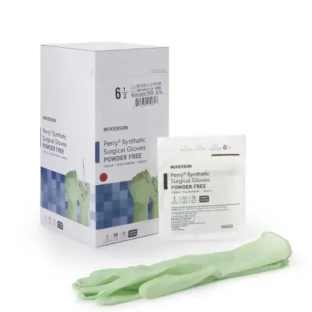 McKesson Perry Performance Plus – Surgical Glove Size 6.5 Sterile Pair Polyisoprene Extended Cuff Length Smooth Green Chemo Tested – 20-2065N
