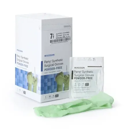 McKesson Perry Performance Plus – Surgical Glove Size 7.5 Sterile Pair Polyisoprene Extended Cuff Length Smooth Green Chemo Tested – 20-2075N