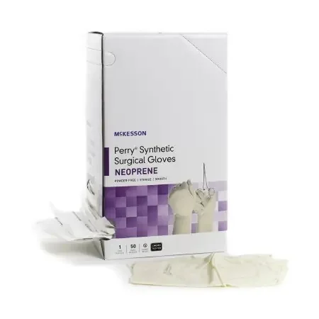 McKesson Perry Synthetic Surgical Gloves – Surgical Glove Size 8 Sterile Pair Polychloroprene Extended Cuff Length Smooth Cream Chemo Tested – 20-2680N
