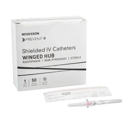 McKesson Prevent R – Peripheral IV Catheter 20 Gauge 1 Inch Button Retracting Safety Needle – 380333