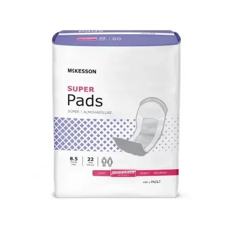 McKesson Super – Bladder Control Pad 8-1/2 Inch Length Moderate Absorbency Polymer Core One Size Fits Most Adult Unisex Disposable – PADLT